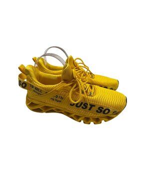 Just So Mens US 9 Lightweight Yellow Walking Sneakers With Strap Detail